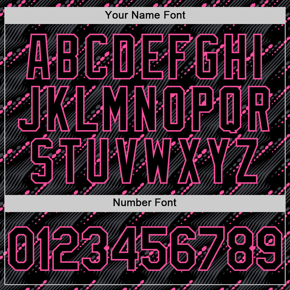 Custom Black Pink 3D Pattern Design Slant Lines Authentic Baseball Jersey view 5