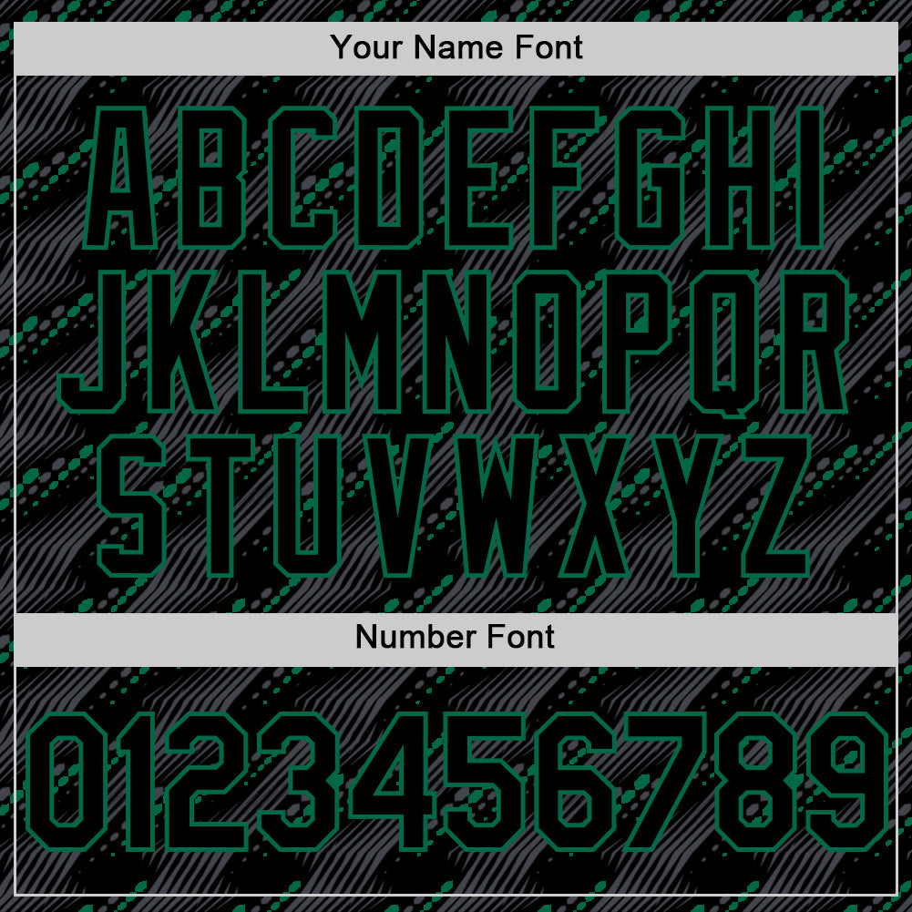 Custom Black Kelly Green 3D Pattern Design Slant Lines Authentic Baseball Jersey view 5