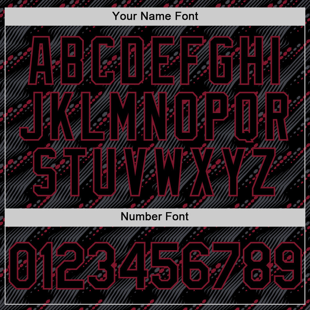 Custom Black Crimson 3D Pattern Design Slant Lines Authentic Baseball Jersey view 5