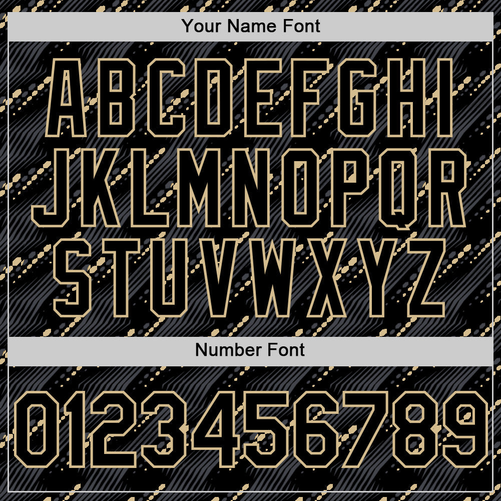 Custom Black Vegas Gold 3D Pattern Design Slant Lines Authentic Baseball Jersey view 5
