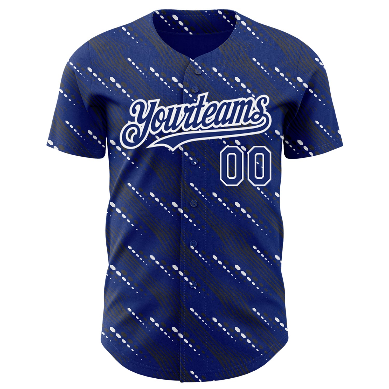 Custom Royal White 3D Pattern Design Slant Lines Authentic Baseball Jersey view 2