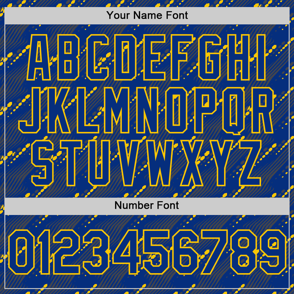 Custom Royal Yellow 3D Pattern Design Slant Lines Authentic Baseball Jersey view 5