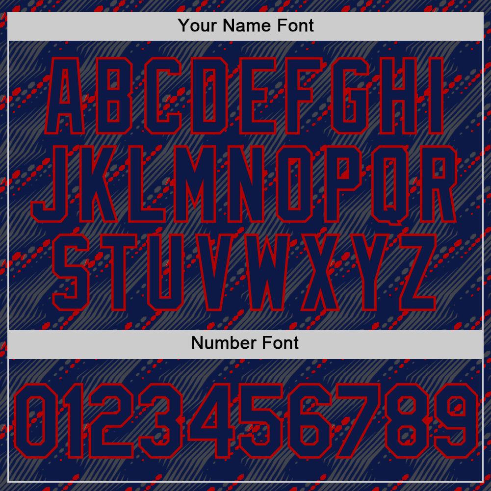 Custom Navy Red 3D Pattern Design Slant Lines Authentic Baseball Jersey view 5