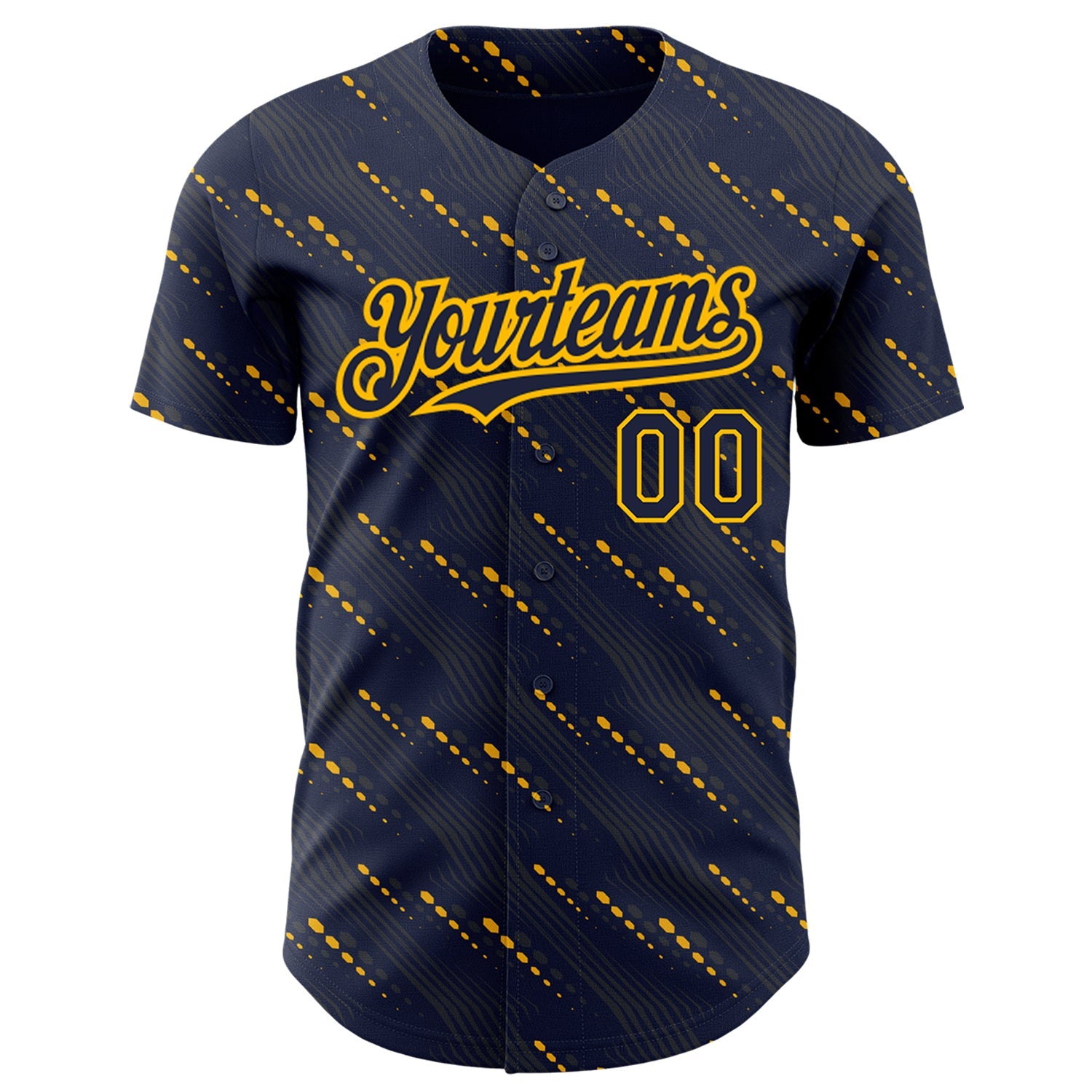 Custom Navy Red 3D Pattern Design Slant Lines Authentic Baseball Jersey view 2