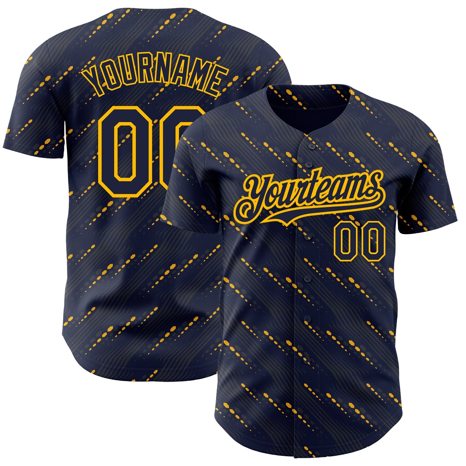 Custom Navy Red 3D Pattern Design Slant Lines Authentic Baseball Jersey - Main View
