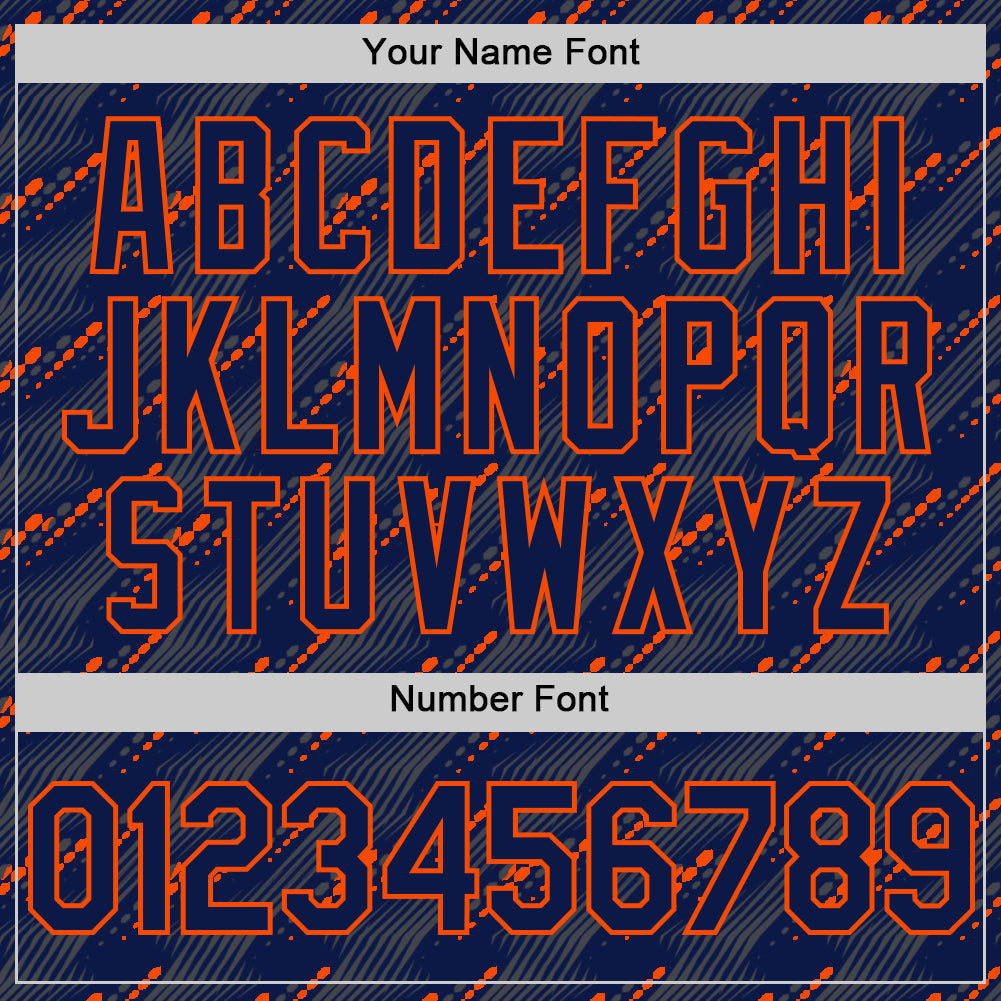 Custom Navy Orange 3D Pattern Design Slant Lines Authentic Baseball Jersey view 5