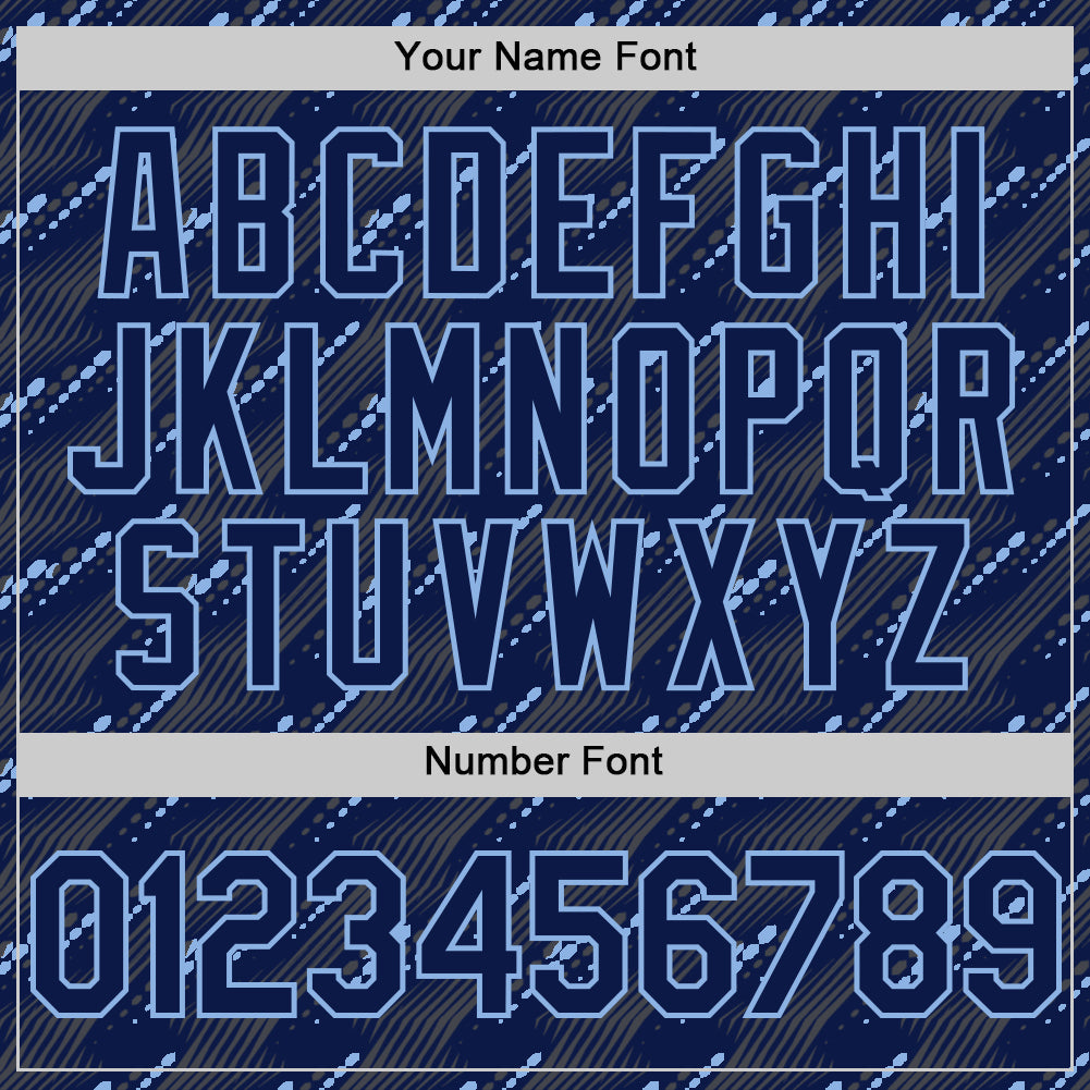 Custom Navy Light Blue 3D Pattern Design Slant Lines Authentic Baseball Jersey view 5