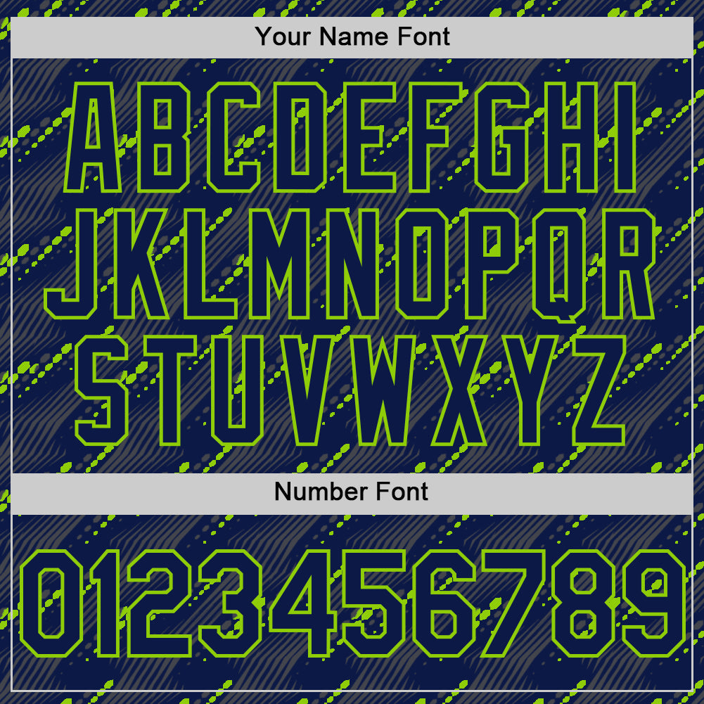 Custom Navy Neon Green 3D Pattern Design Slant Lines Authentic Baseball Jersey view 5