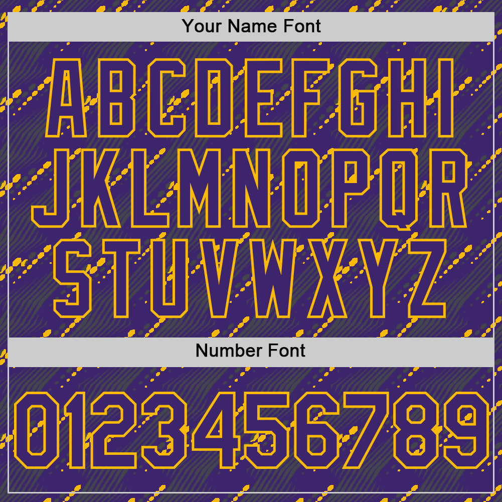 Custom Purple Gold 3D Pattern Design Slant Lines Authentic Baseball Jersey view 5