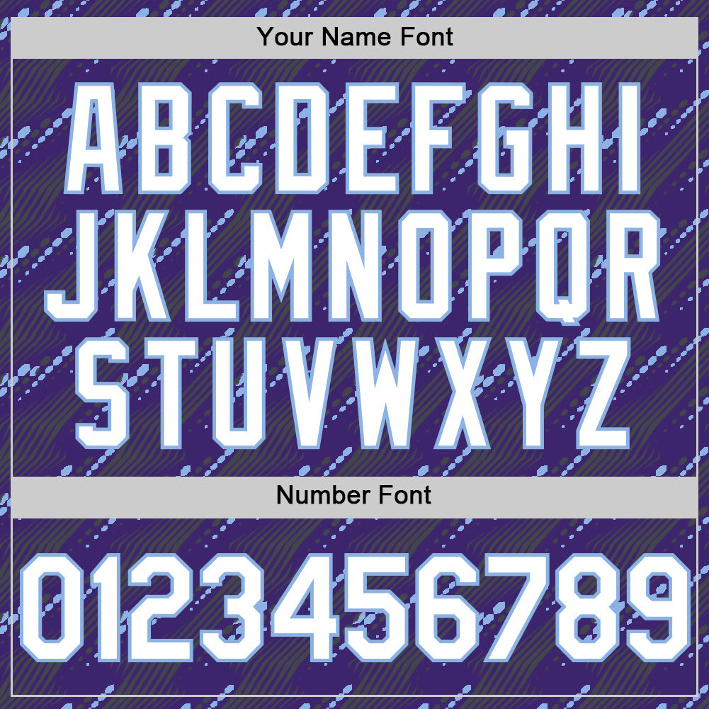 Custom Purple White-Light Blue 3D Pattern Design Slant Lines Authentic Baseball Jersey view 5