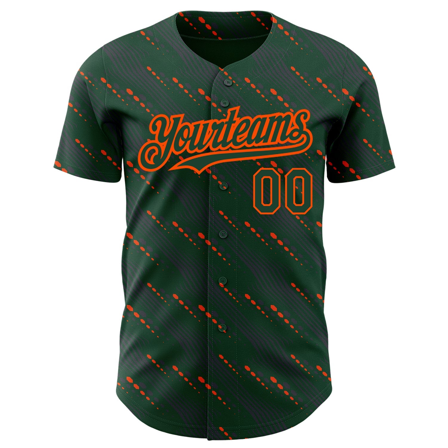 Custom Green Green-Orange 3D Pattern Design Slant Lines Authentic Baseball Jersey view 2
