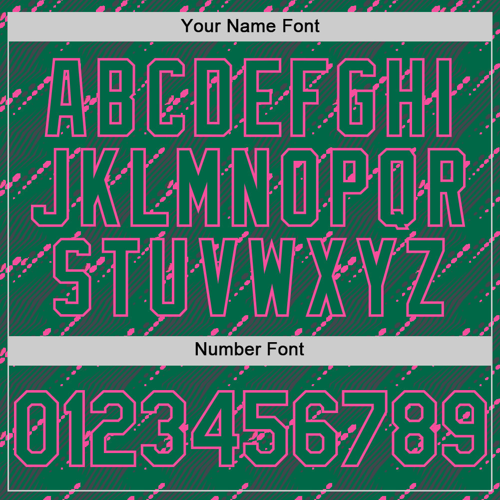Custom Kelly Green-Pink 3D Pattern Design Slant Lines Authentic Baseball Jersey view 5