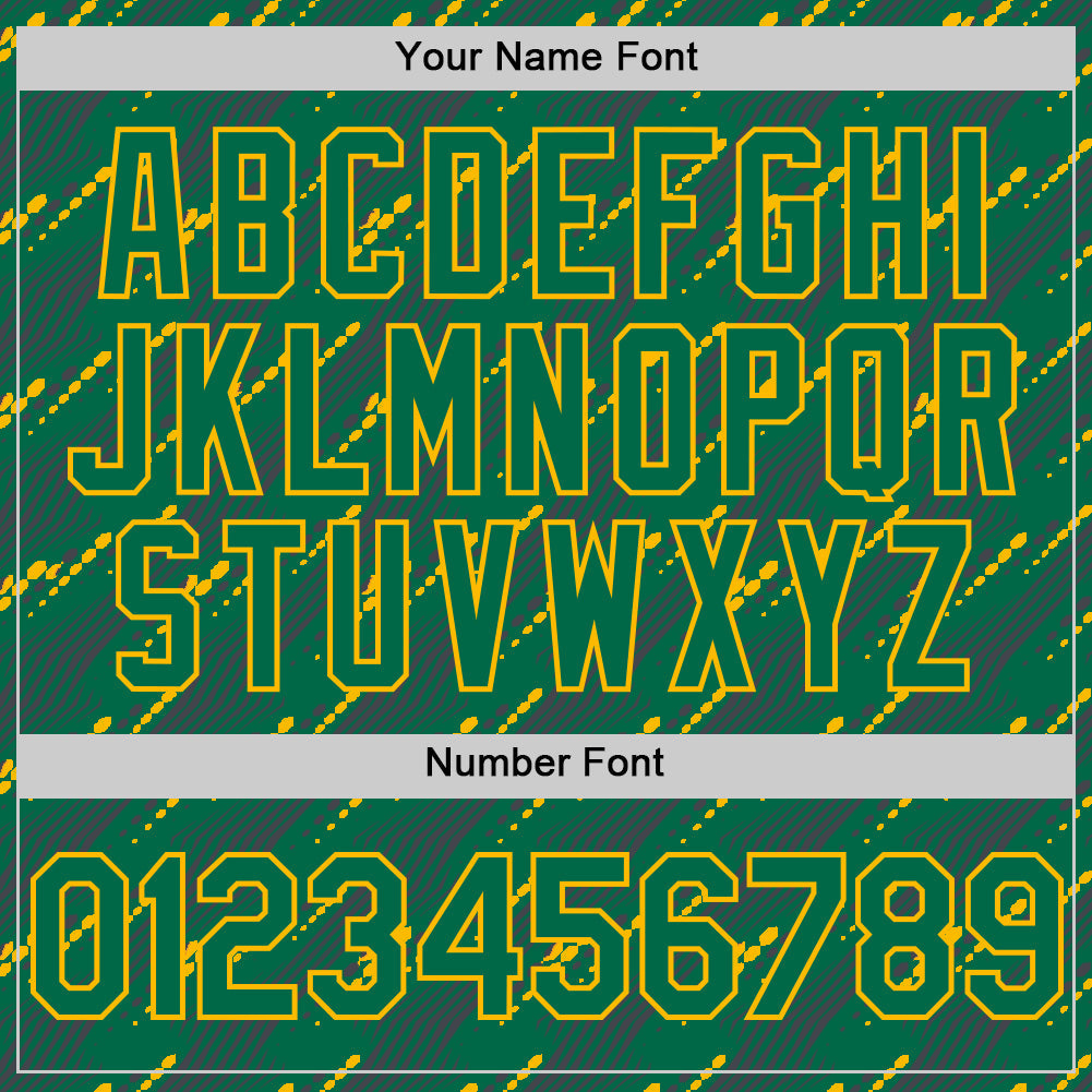 Custom Kelly Green-Gold 3D Pattern Design Slant Lines Authentic Baseball Jersey view 5