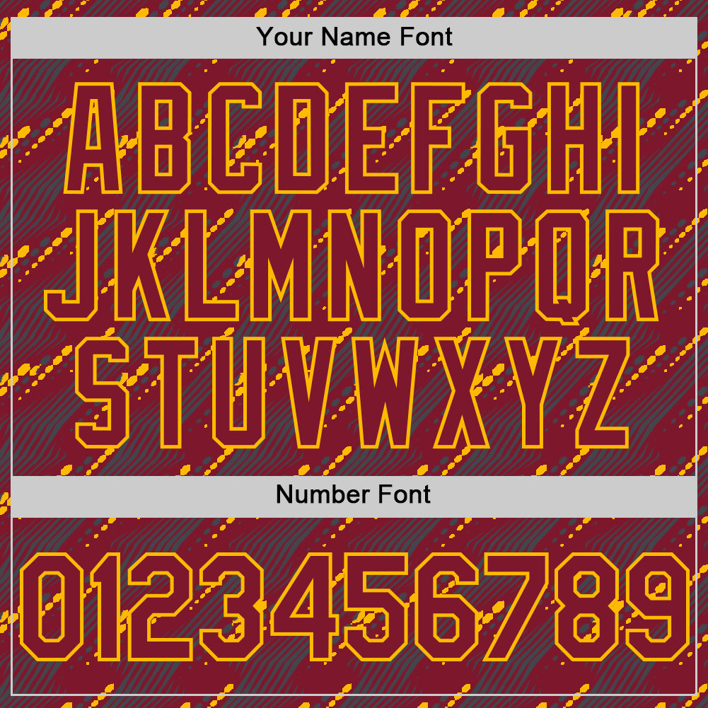 Custom Crimson Gold 3D Pattern Design Slant Lines Authentic Baseball Jersey view 5