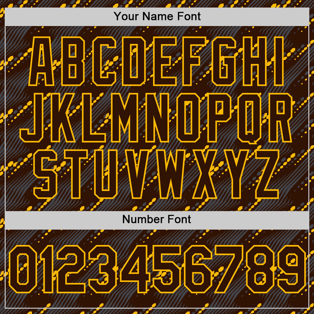 Custom Brown Gold 3D Pattern Design Slant Lines Authentic Baseball Jersey view 5