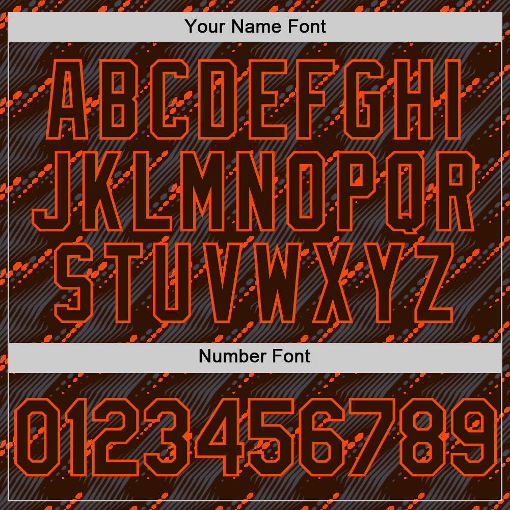 Custom Brown Orange 3D Pattern Design Slant Lines Authentic Baseball Jersey view 5