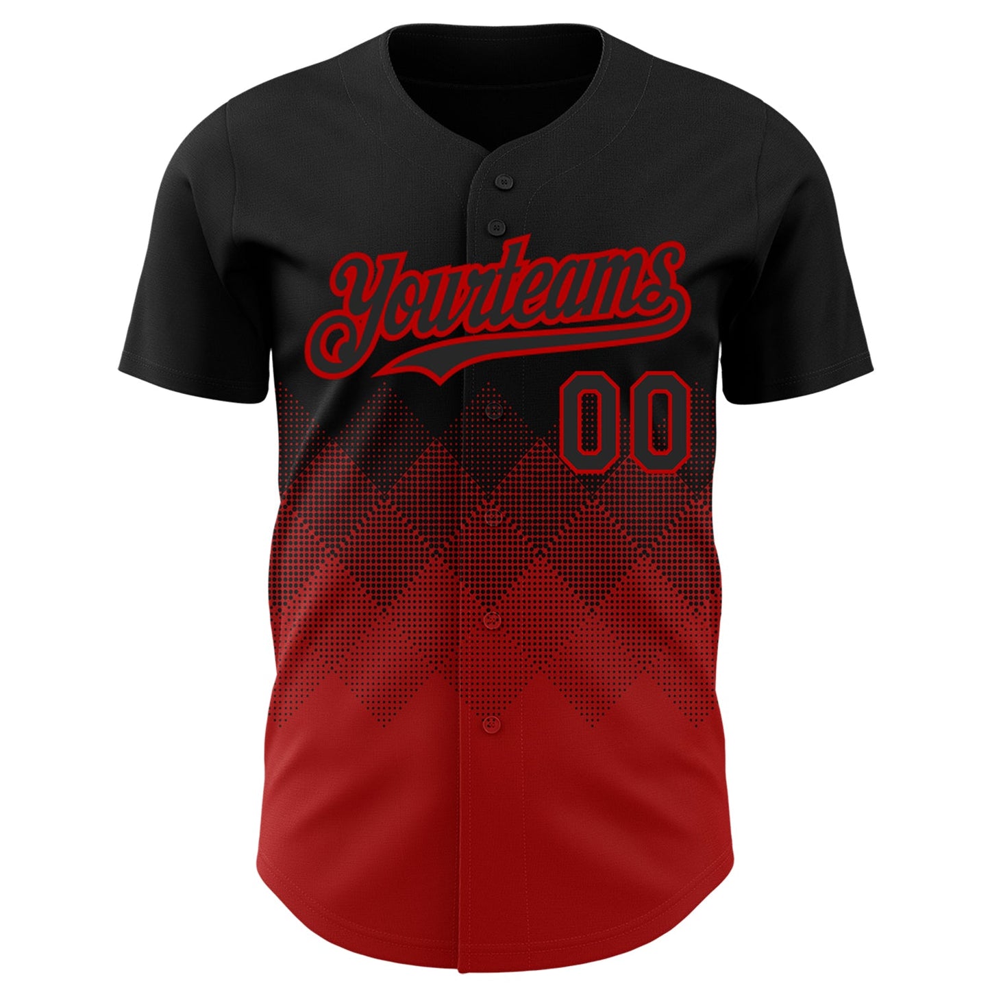 Custom Black Red 3D Pattern Design Gradient Square Shapes Authentic Baseball Jersey view 2