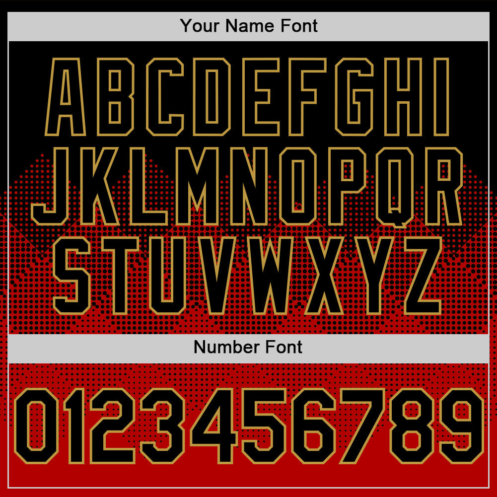 Custom Black Red-Old Gold 3D Pattern Design Gradient Square Shapes Authentic Baseball Jersey view 5