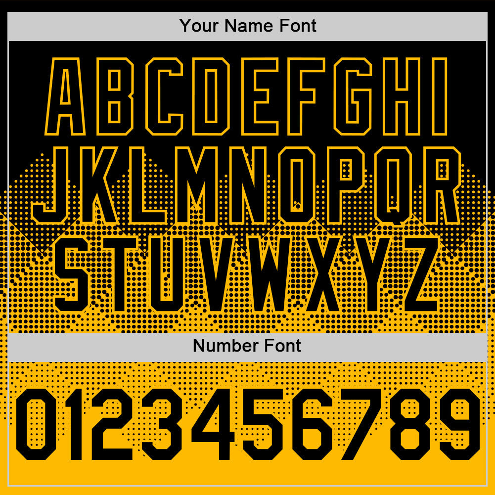 Custom Black Gold 3D Pattern Design Gradient Square Shapes Authentic Baseball Jersey view 5
