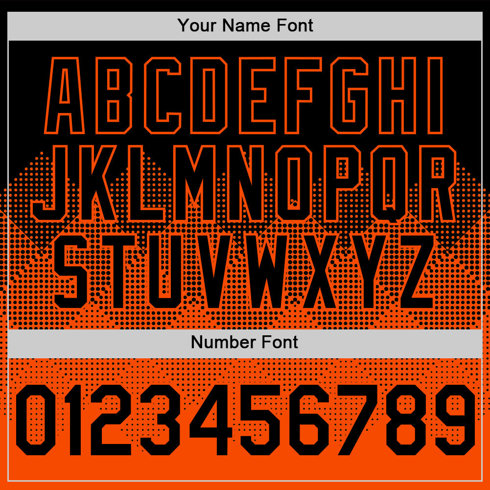 Custom Black Orange 3D Pattern Design Gradient Square Shapes Authentic Baseball Jersey view 5