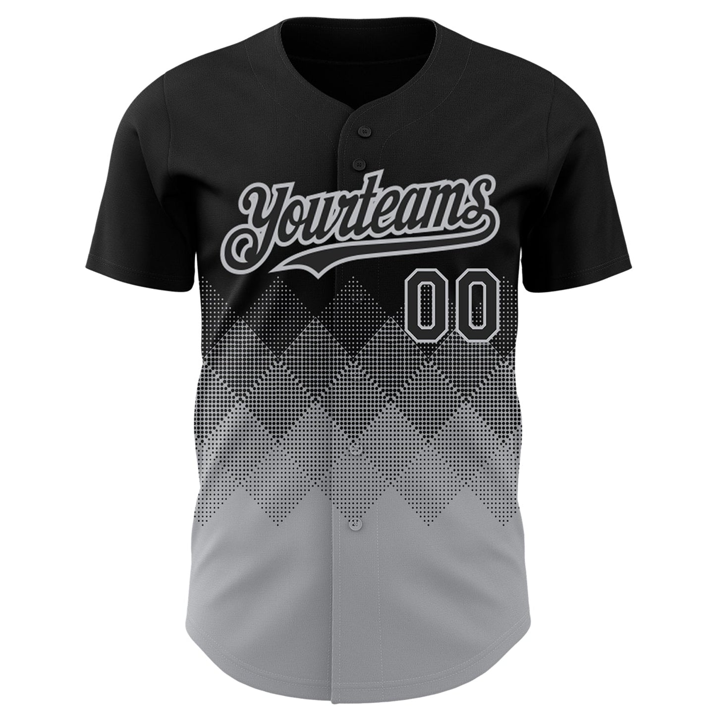 Custom Black Gray 3D Pattern Design Gradient Square Shapes Authentic Baseball Jersey view 2