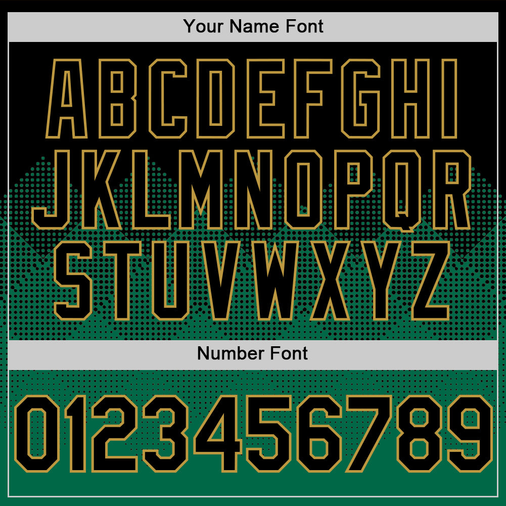 Custom Black Kelly Green-Old Gold 3D Pattern Design Gradient Square Shapes Authentic Baseball Jersey view 5