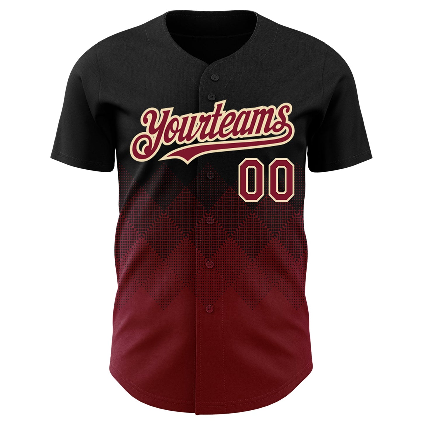Custom Black Crimson-City Cream 3D Pattern Design Gradient Square Shapes Authentic Baseball Jersey view 2