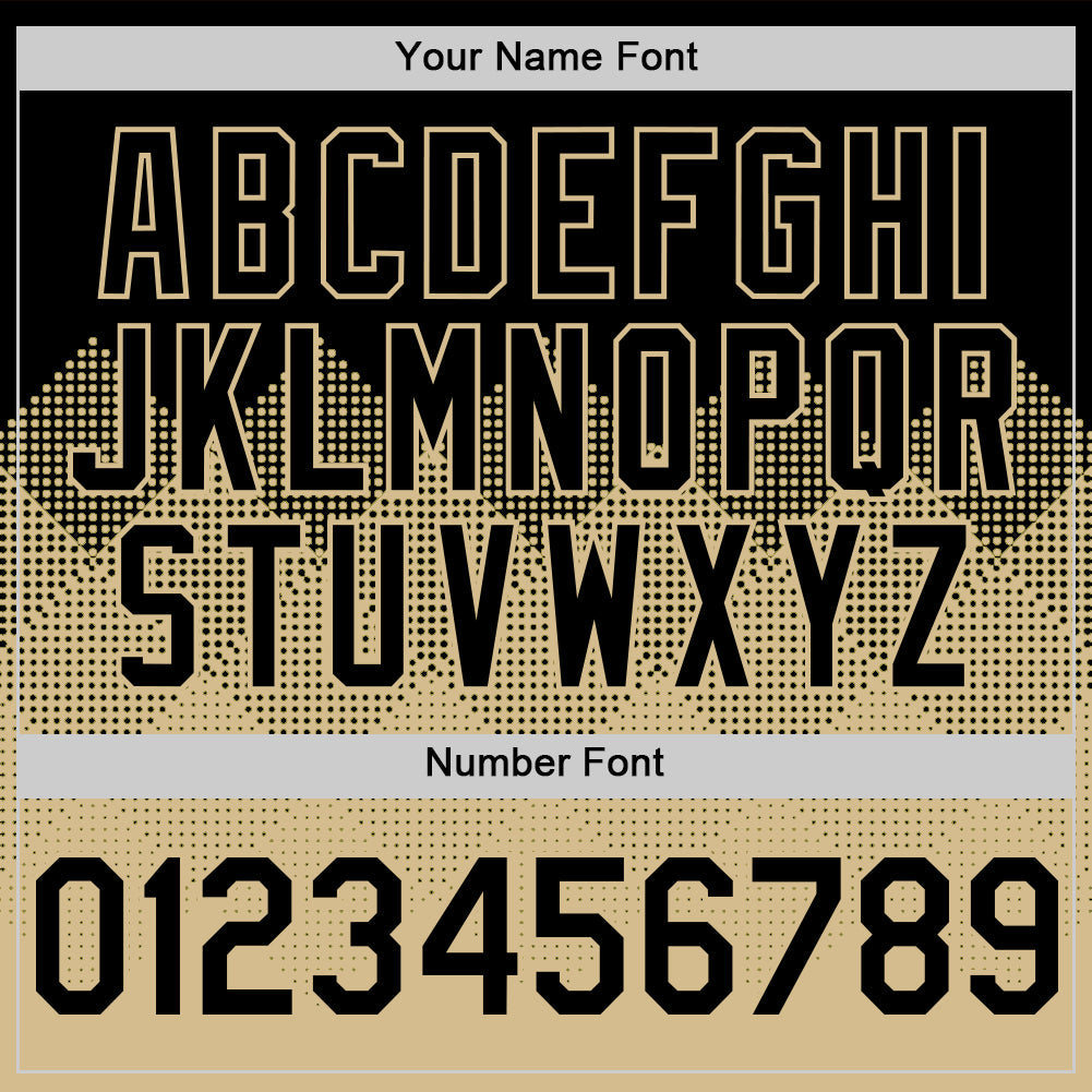 Custom Black Vegas Gold 3D Pattern Design Gradient Square Shapes Authentic Baseball Jersey view 6