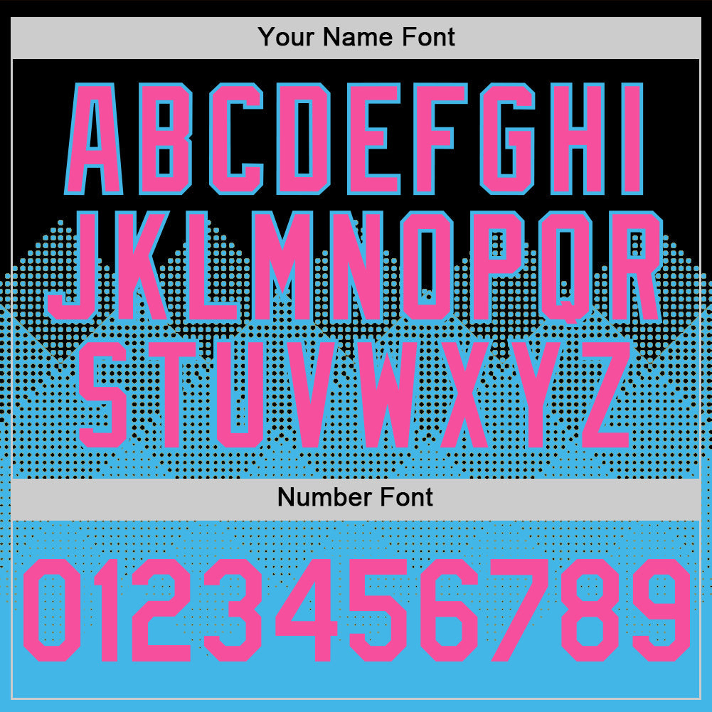 Custom Black Pink-Sky Blue 3D Pattern Design Gradient Square Shapes Authentic Baseball Jersey view 5