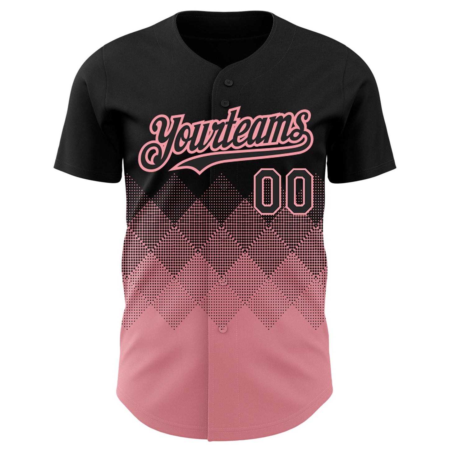 Custom Black Medium Pink 3D Pattern Design Gradient Square Shapes Authentic Baseball Jersey view 2