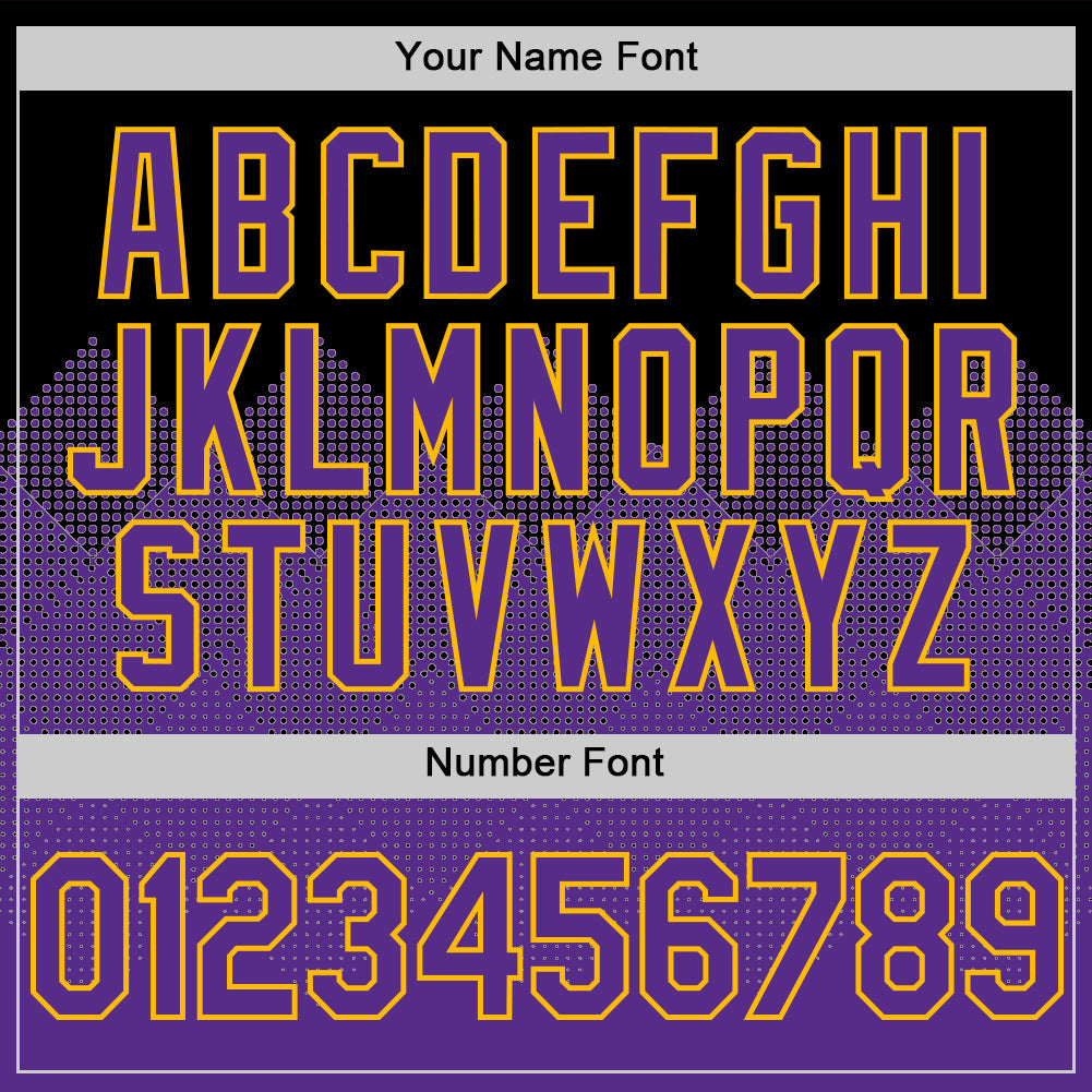 Custom Black Purple-Gold 3D Pattern Design Gradient Square Shapes Authentic Baseball Jersey view 5