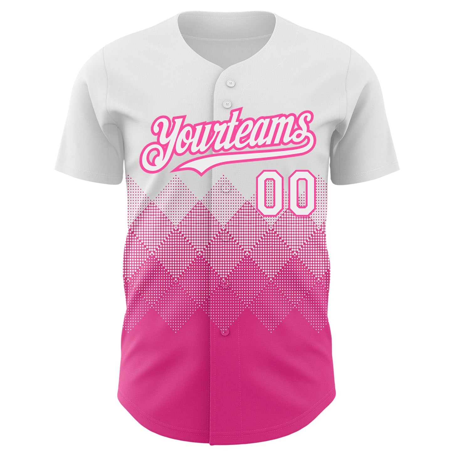 Custom White Pink 3D Pattern Design Gradient Square Shapes Authentic Baseball Jersey view 2