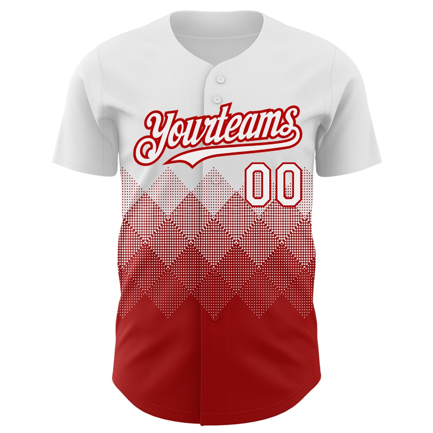 Custom White Red 3D Pattern Design Gradient Square Shapes Authentic Baseball Jersey view 2