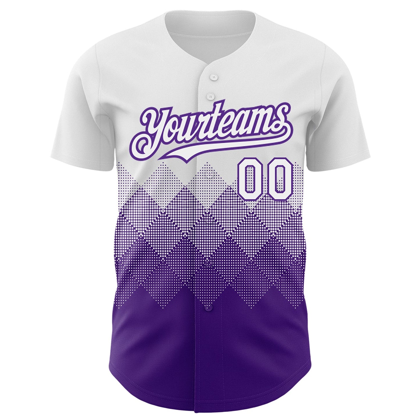 Custom White Purple 3D Pattern Design Gradient Square Shapes Authentic Baseball Jersey view 2