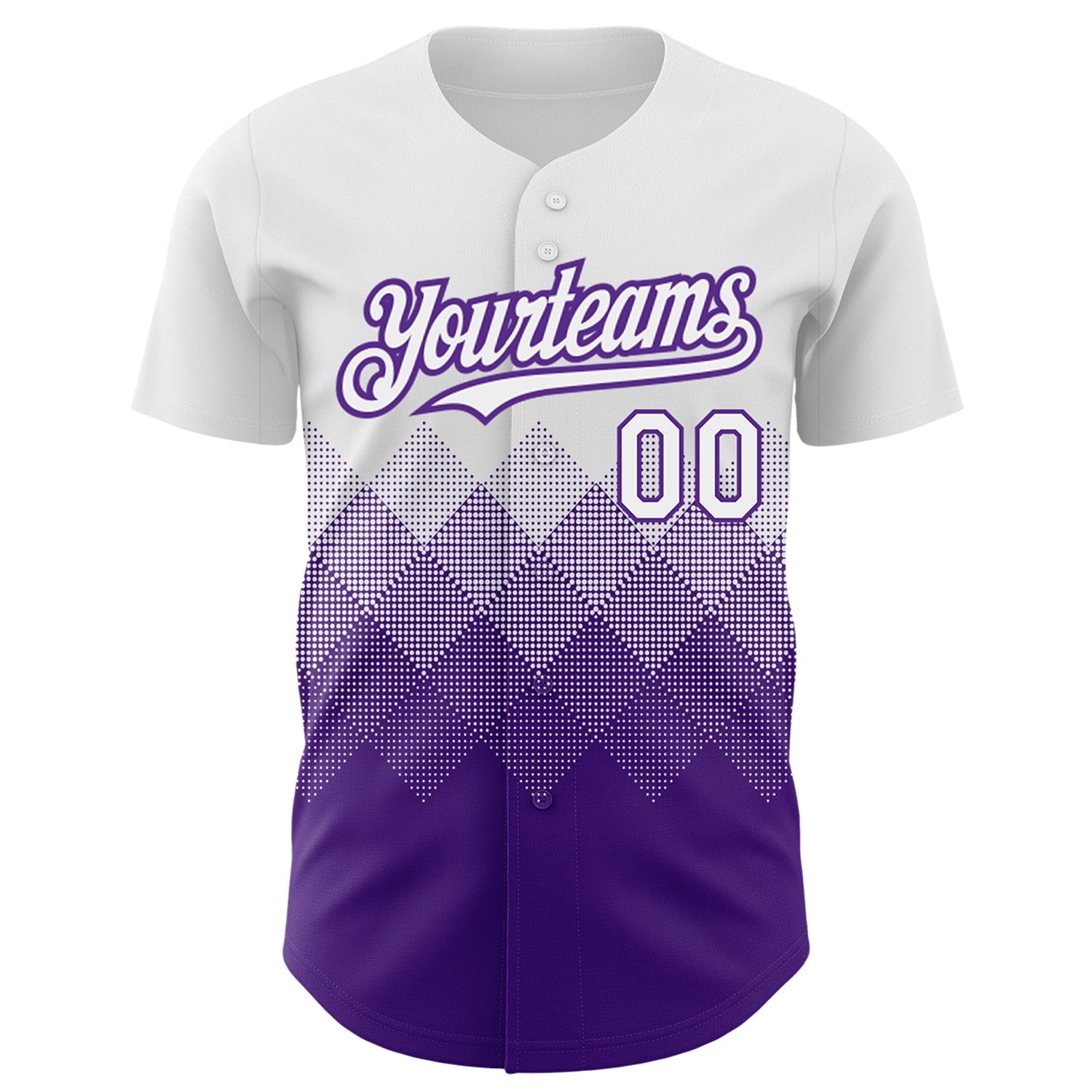 Custom White Purple 3D Pattern Design Gradient Square Shapes Authentic Baseball Jersey view 2