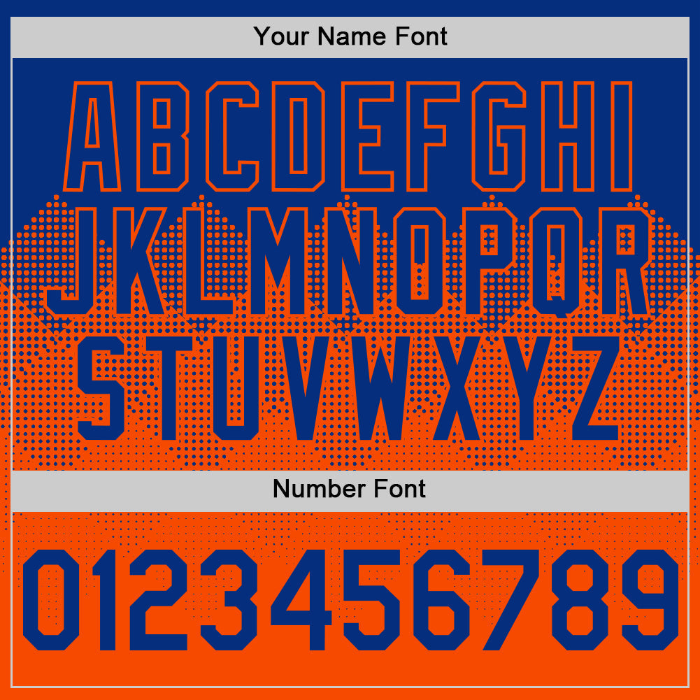 Custom Royal Orange 3D Pattern Design Gradient Square Shapes Authentic Baseball Jersey view 5