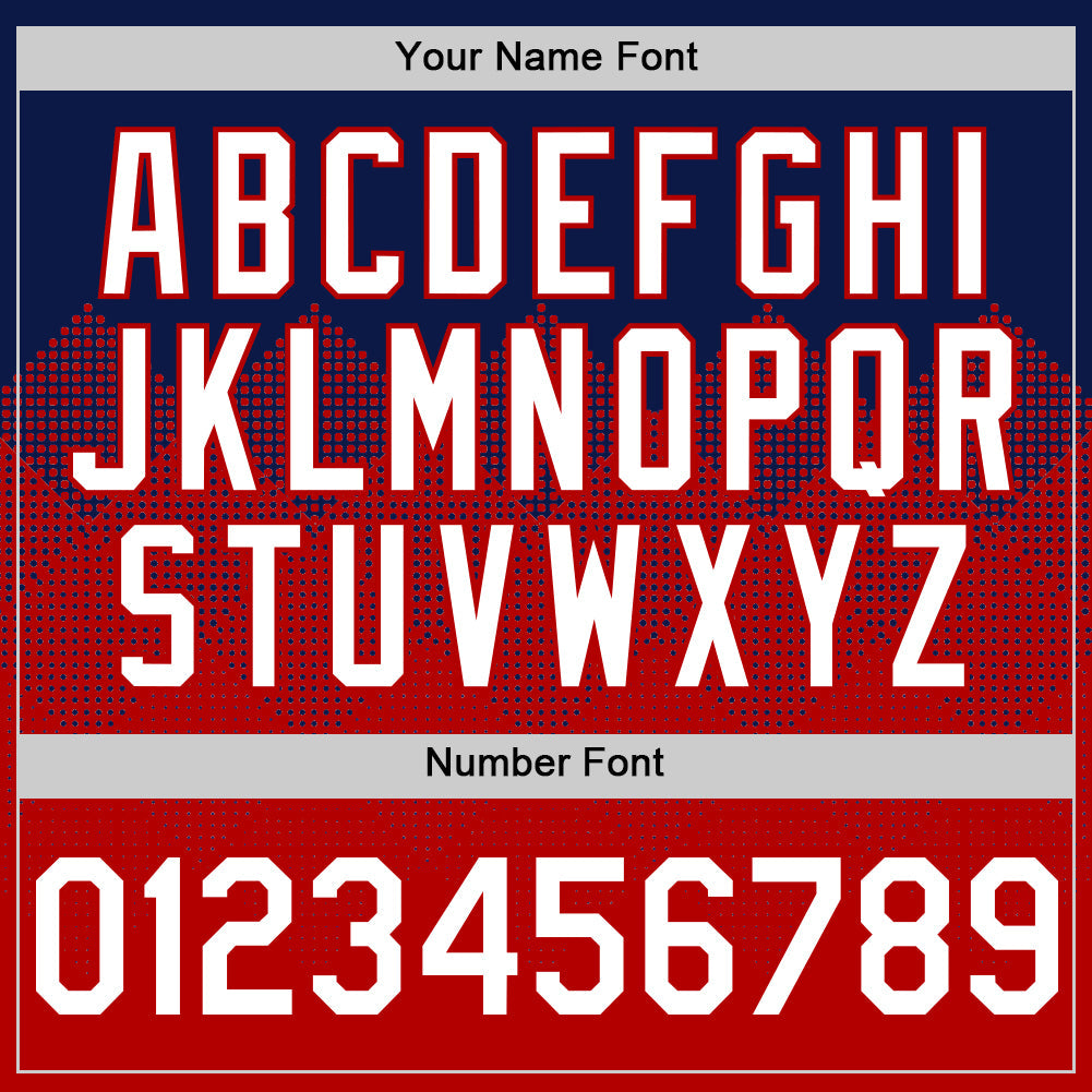 Custom Navy White-Red 3D Pattern Design Gradient Square Shapes Authentic Baseball Jersey view 5