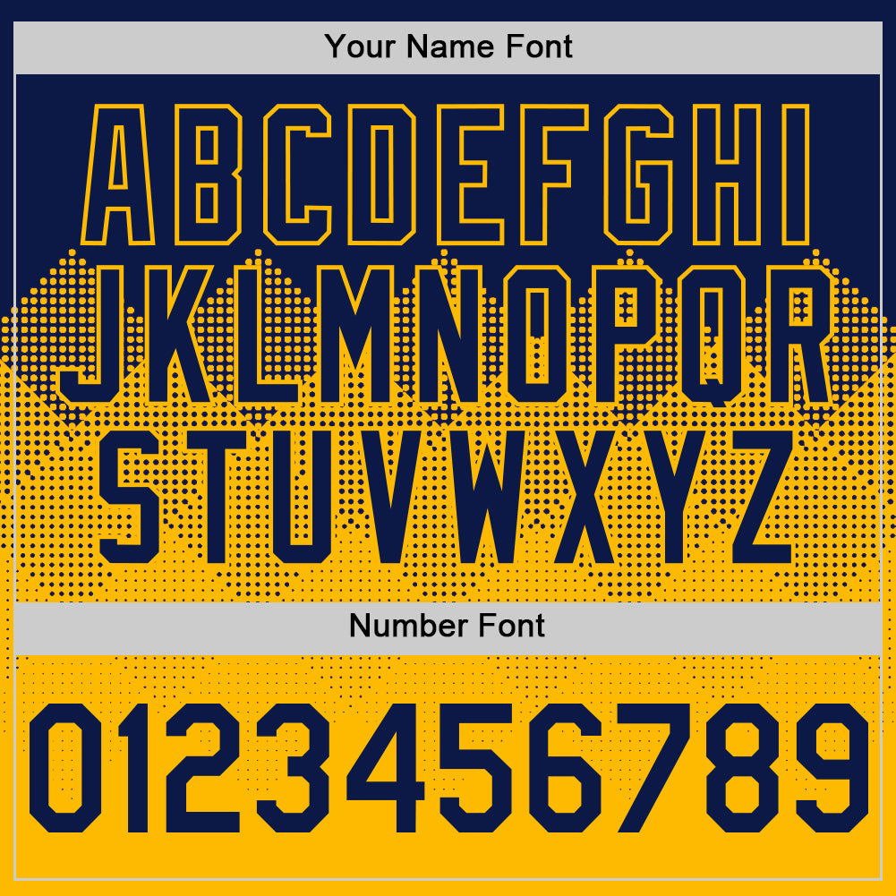 Custom Navy Gold 3D Pattern Design Gradient Square Shapes Authentic Baseball Jersey view 5