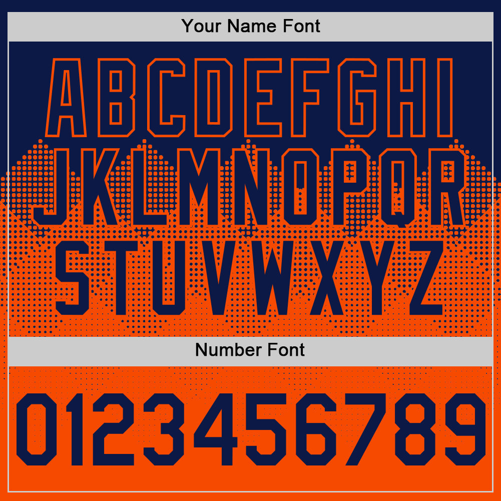 Custom Navy Orange 3D Pattern Design Gradient Square Shapes Authentic Baseball Jersey view 5