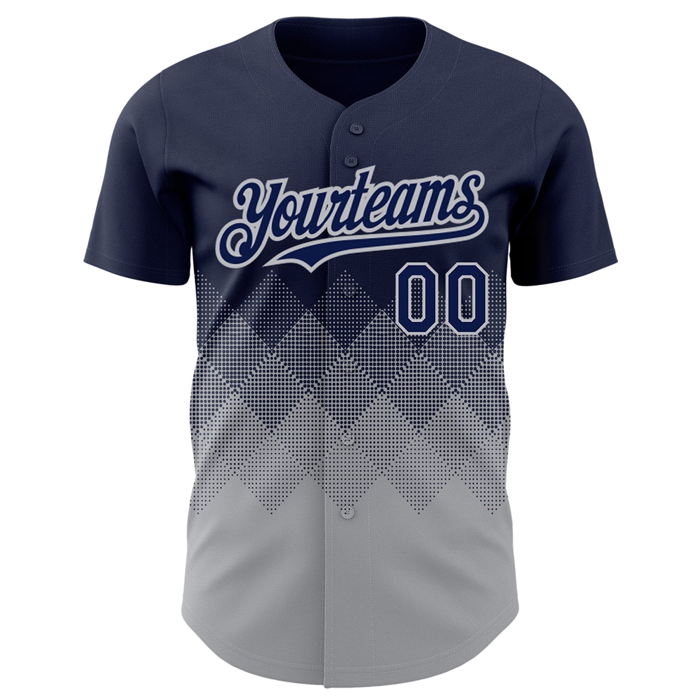 Custom Navy Gray 3D Pattern Design Gradient Square Shapes Authentic Baseball Jersey view 2