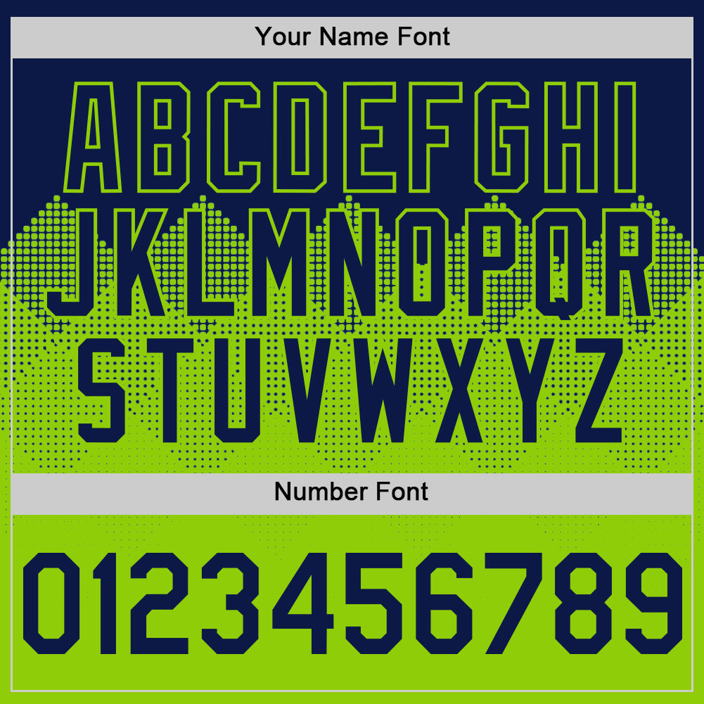 Custom Navy Neon Green 3D Pattern Design Gradient Square Shapes Authentic Baseball Jersey view 5