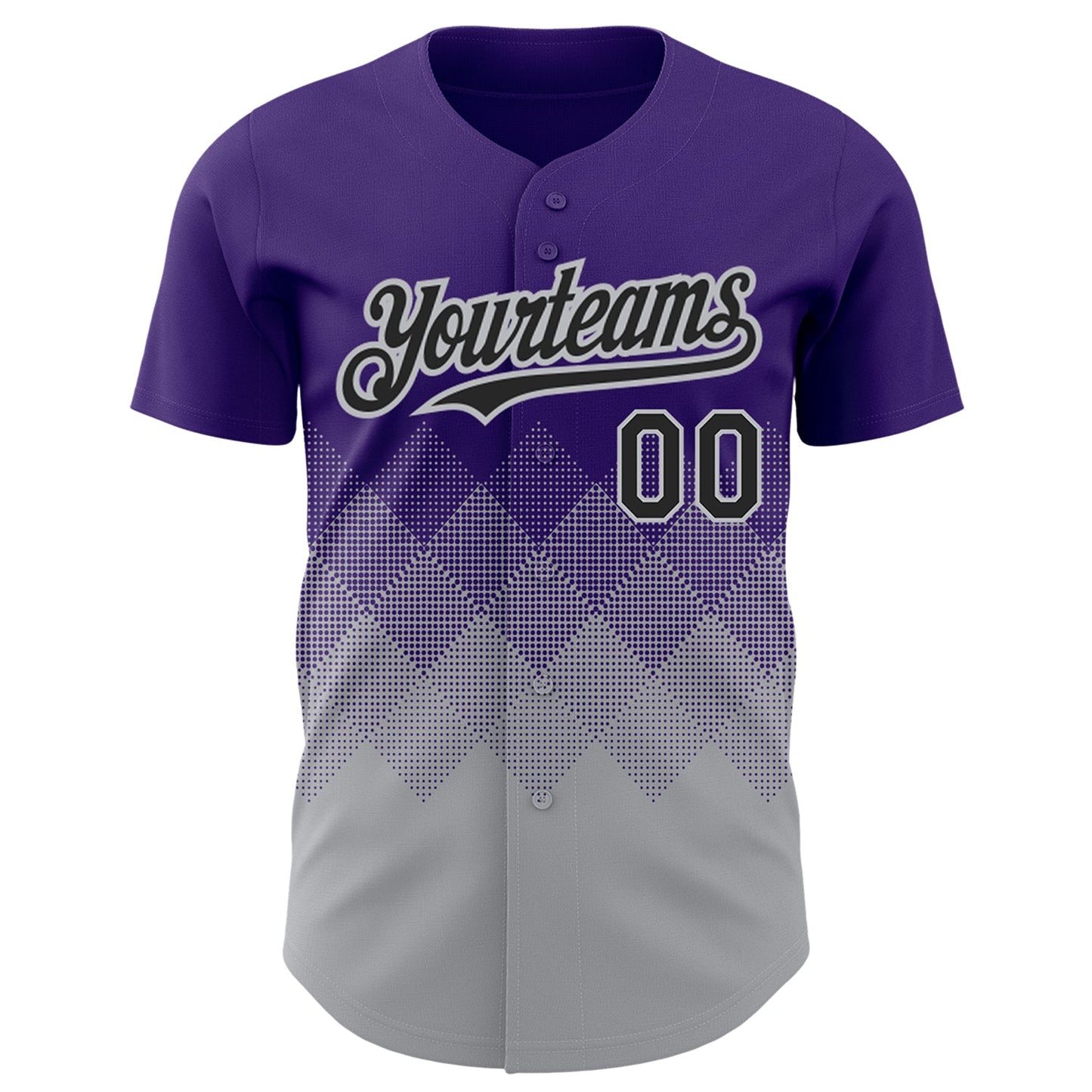 Custom Purple Black-Gray 3D Pattern Design Gradient Square Shapes Authentic Baseball Jersey view 2