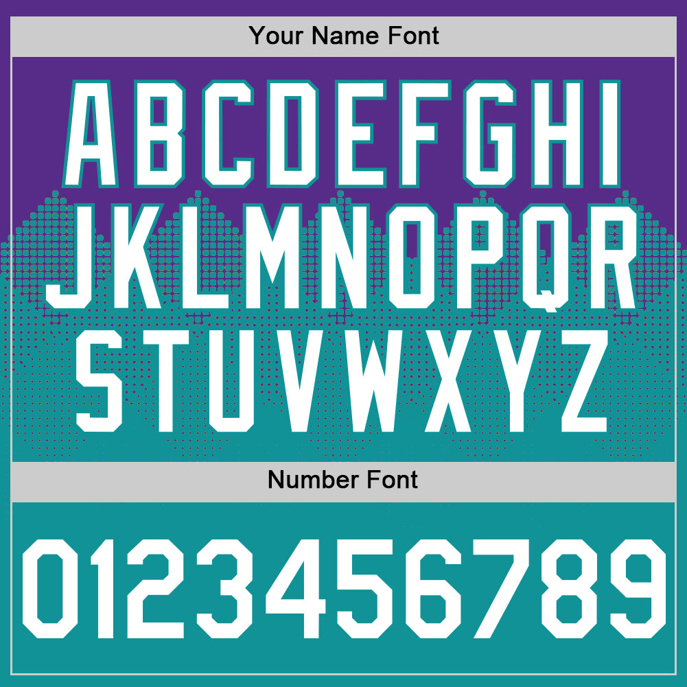 Custom Purple White-Teal 3D Pattern Design Gradient Square Shapes Authentic Baseball Jersey view 5