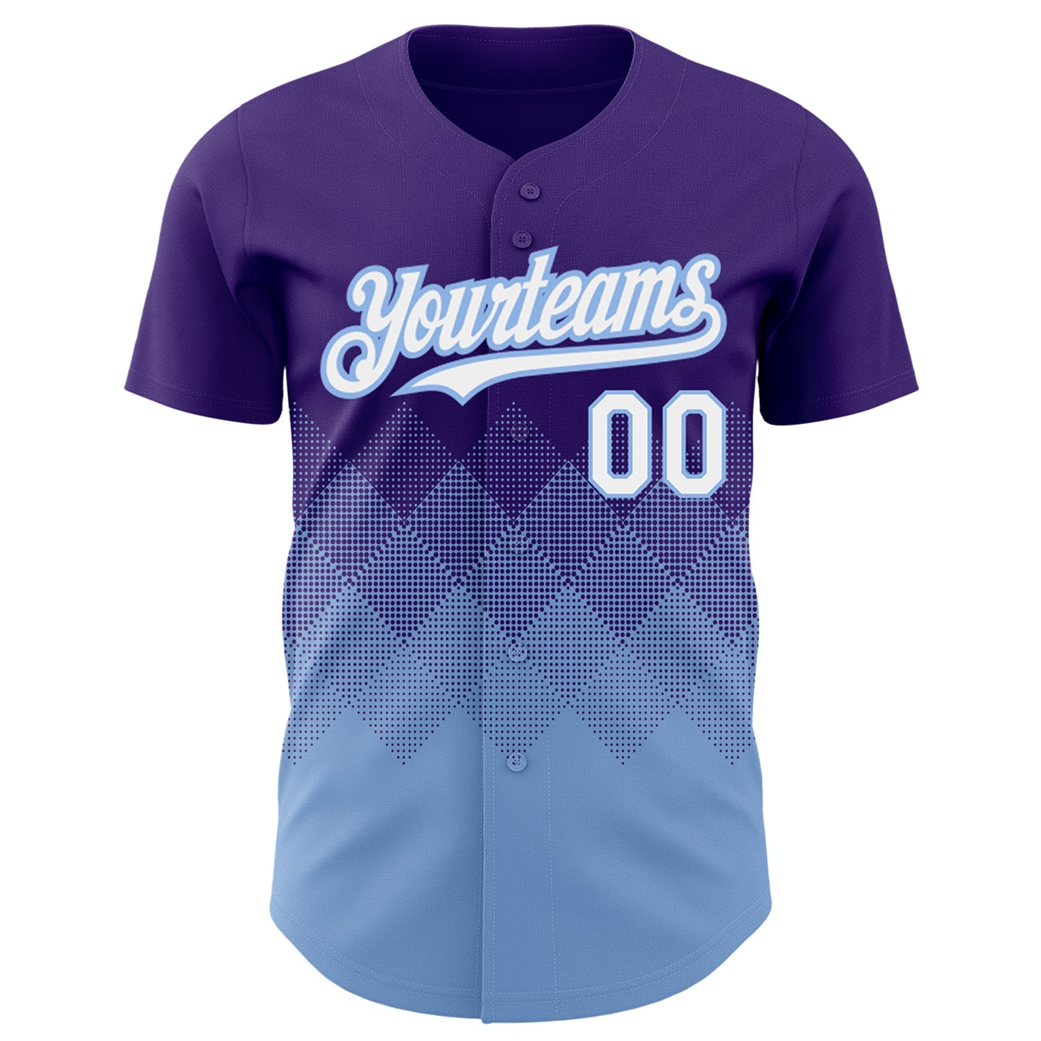 Custom Purple White-Light Blue 3D Pattern Design Gradient Square Shapes Authentic Baseball Jersey view 2