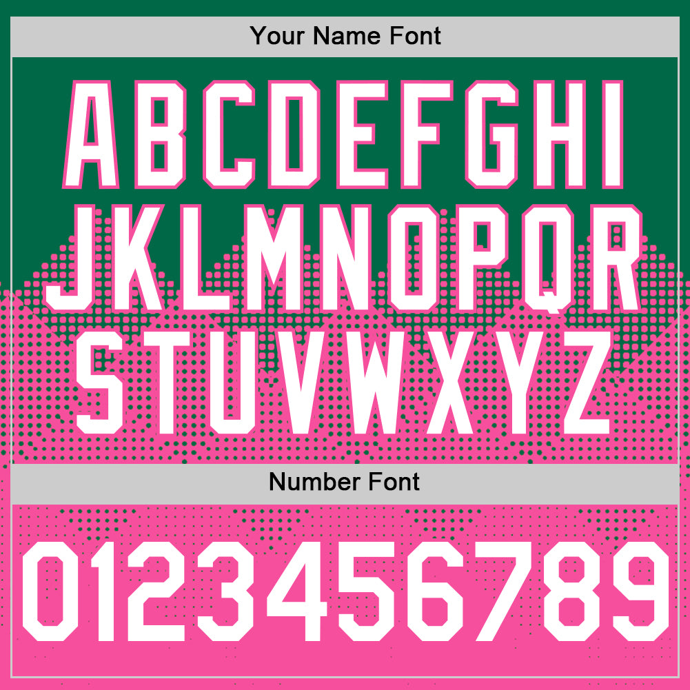 Custom Kelly Green White-Pink 3D Pattern Design Gradient Square Shapes Authentic Baseball Jersey view 5