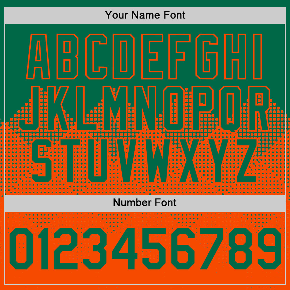 Custom Kelly Green Orange 3D Pattern Design Gradient Square Shapes Authentic Baseball Jersey view 5