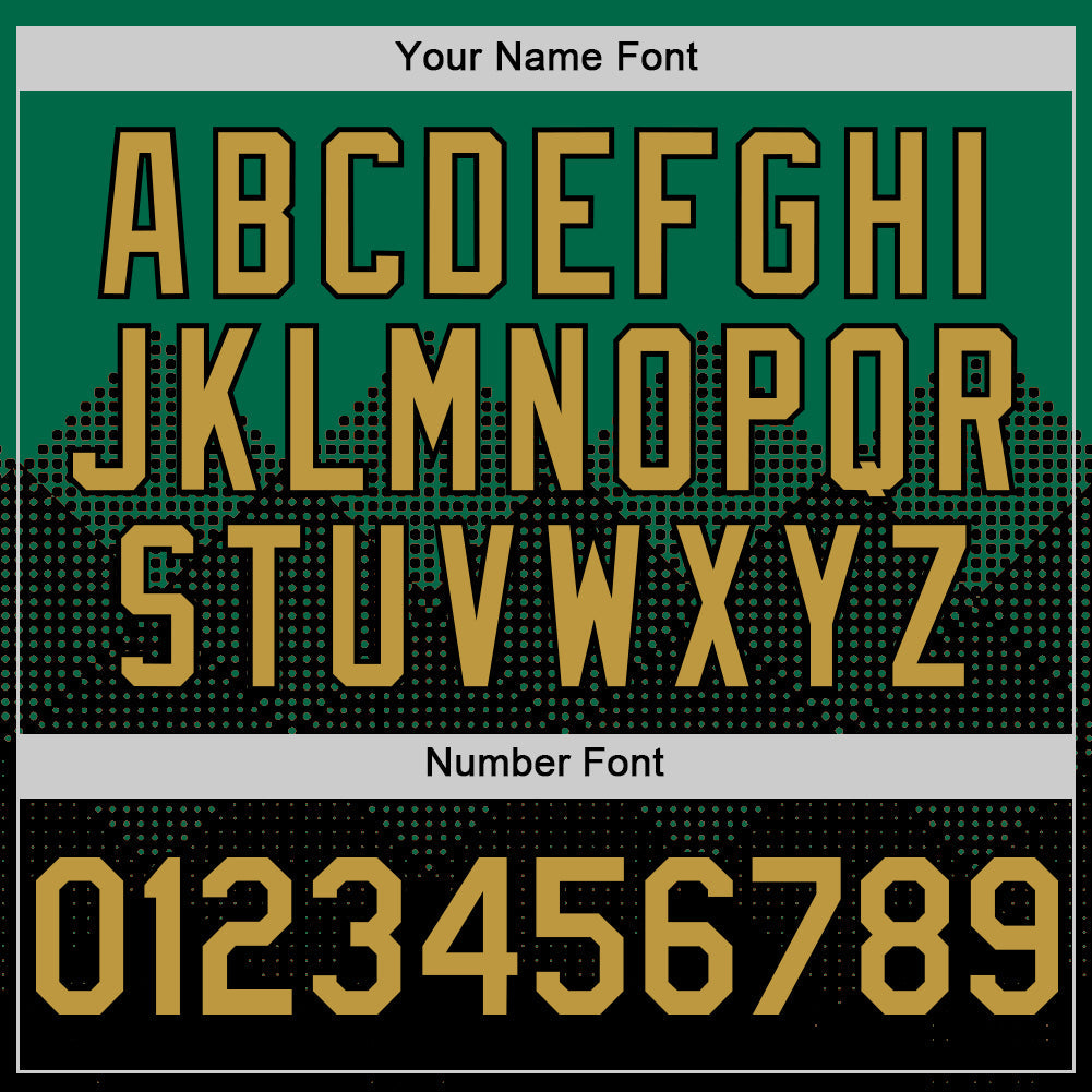 Custom Kelly Green Old Gold-Black 3D Pattern Design Gradient Square Shapes Authentic Baseball Jersey view 5