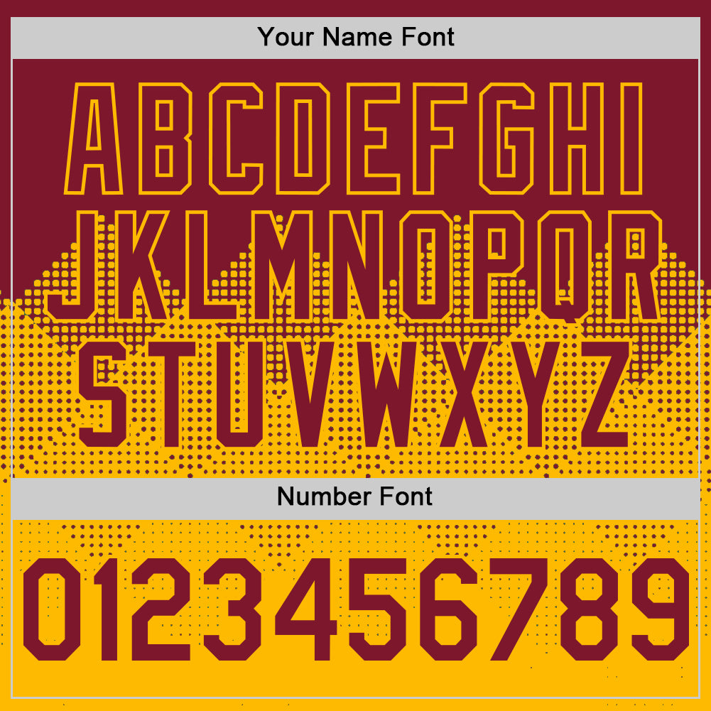 Custom Crimson Gold 3D Pattern Design Gradient Square Shapes Authentic Baseball Jersey view 5