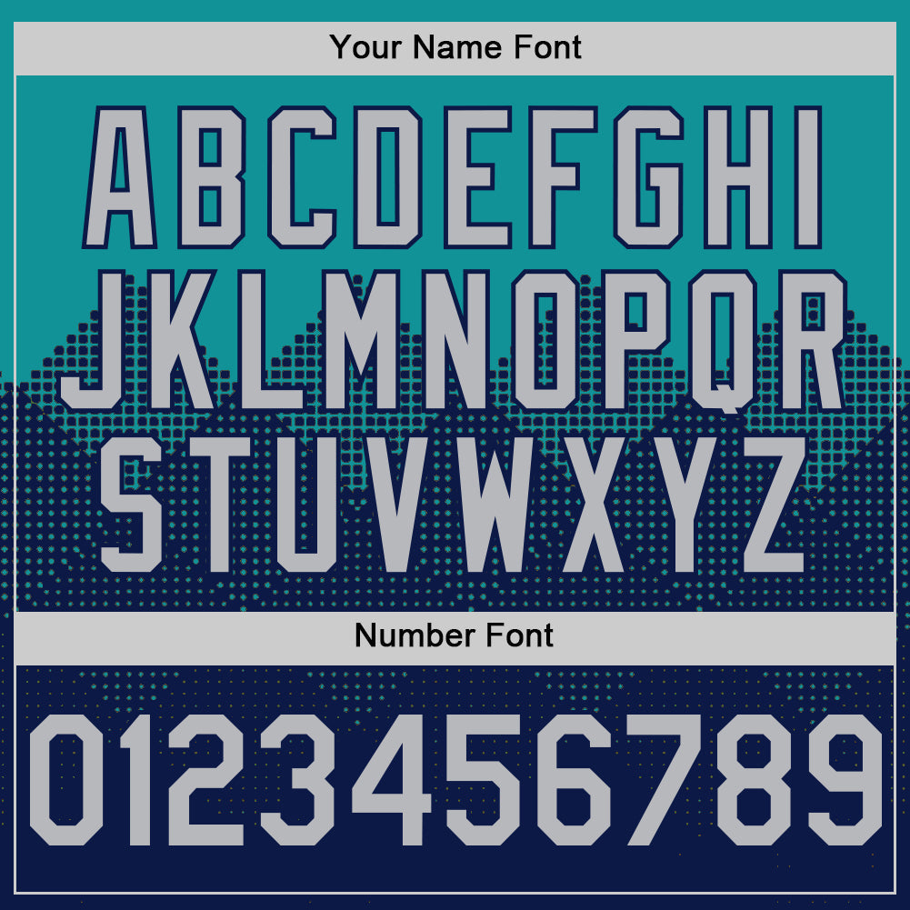 Custom Teal Gray-Navy 3D Pattern Design Gradient Square Shapes Authentic Baseball Jersey view 5