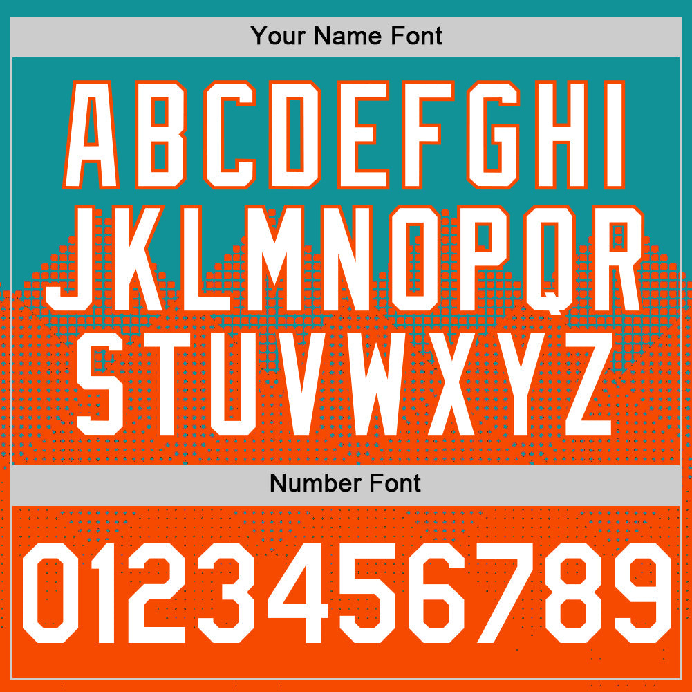 Custom Teal White-Orange 3D Pattern Design Gradient Square Shapes Authentic Baseball Jersey view 5